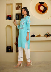 Sky Mirage – 2-Piece Cotton Suit (Aqua)